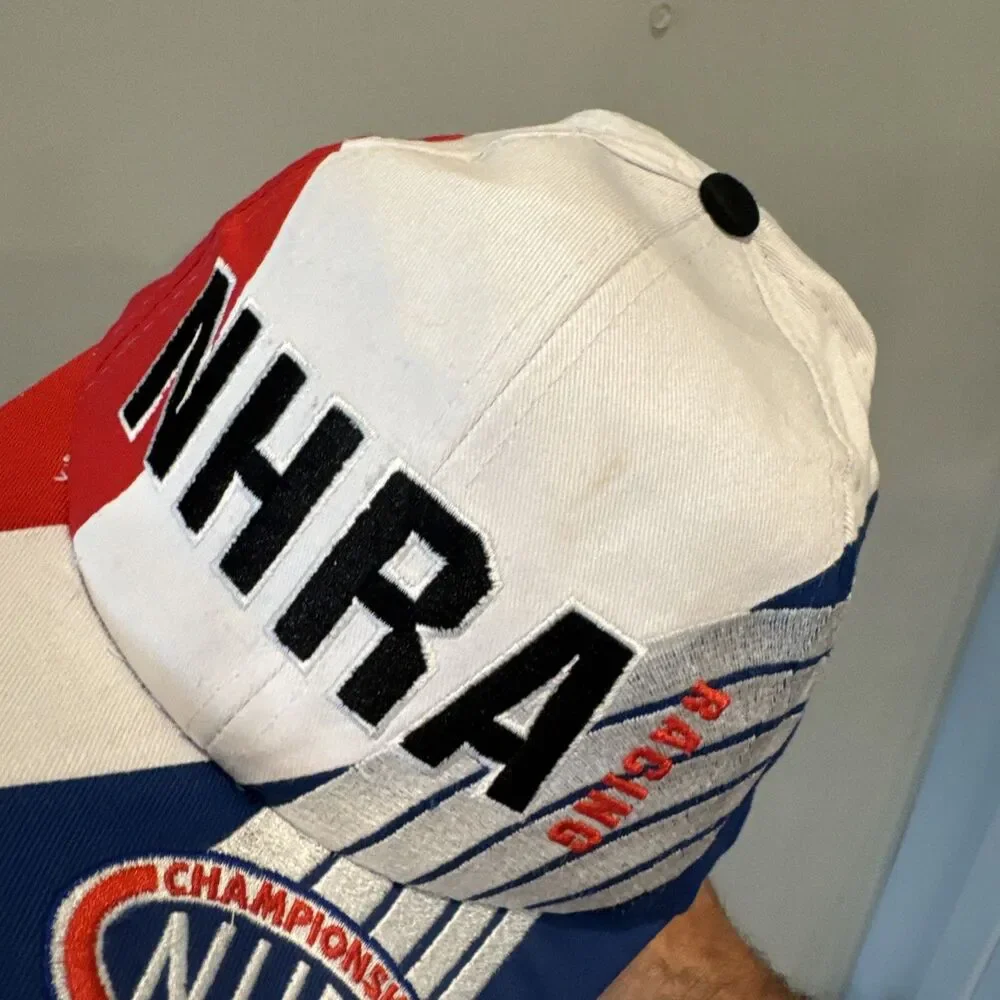 Vintage NHRA Racing Hat Snapback Red White Blue Drag Racing Cap